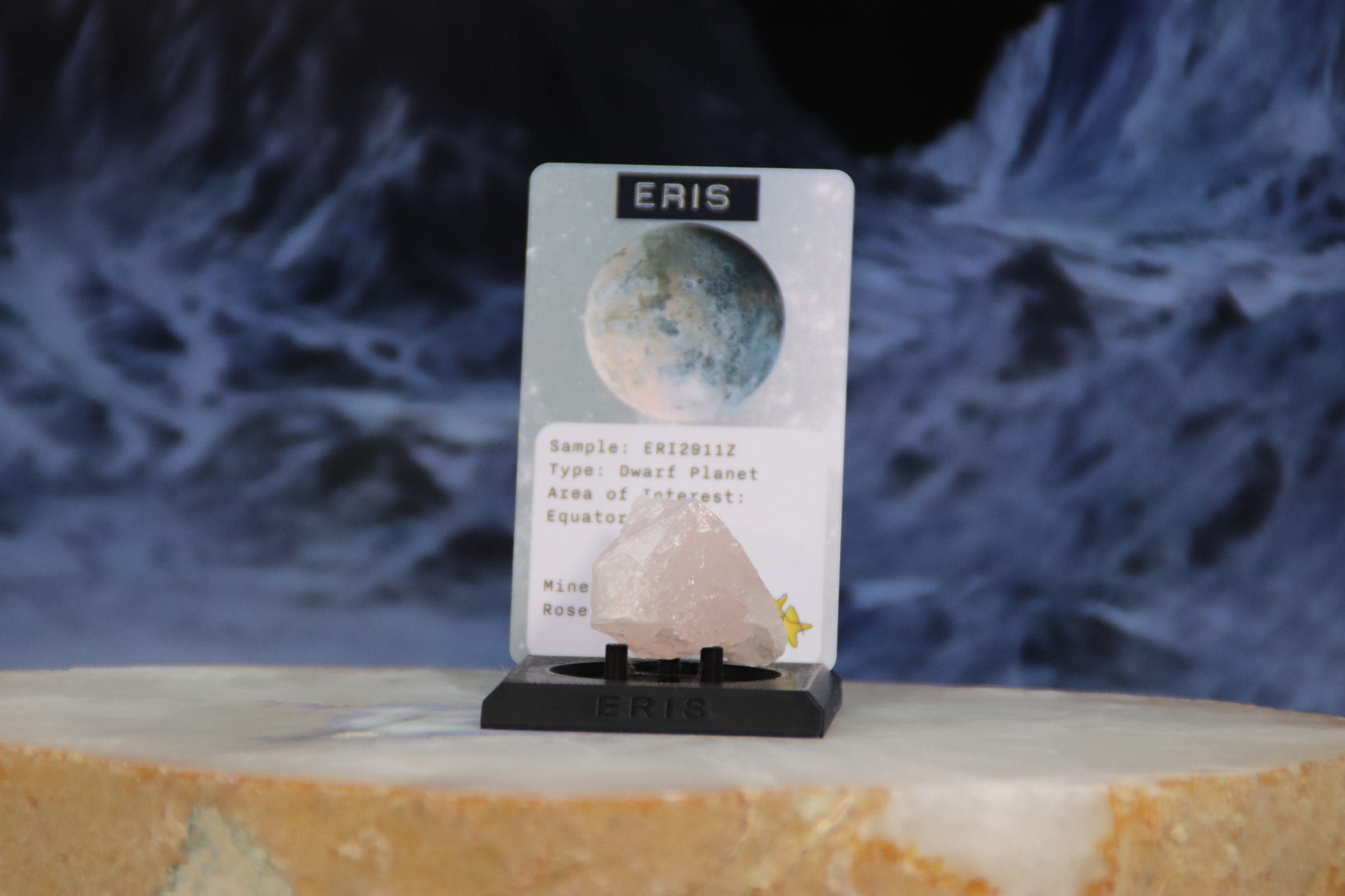 13 Dwarf Planet Eris Planetary Discovery Kit | Rose Quartz Rock Mineral Sample | STEM learning product | Planet 13 of Planet of the Month Club