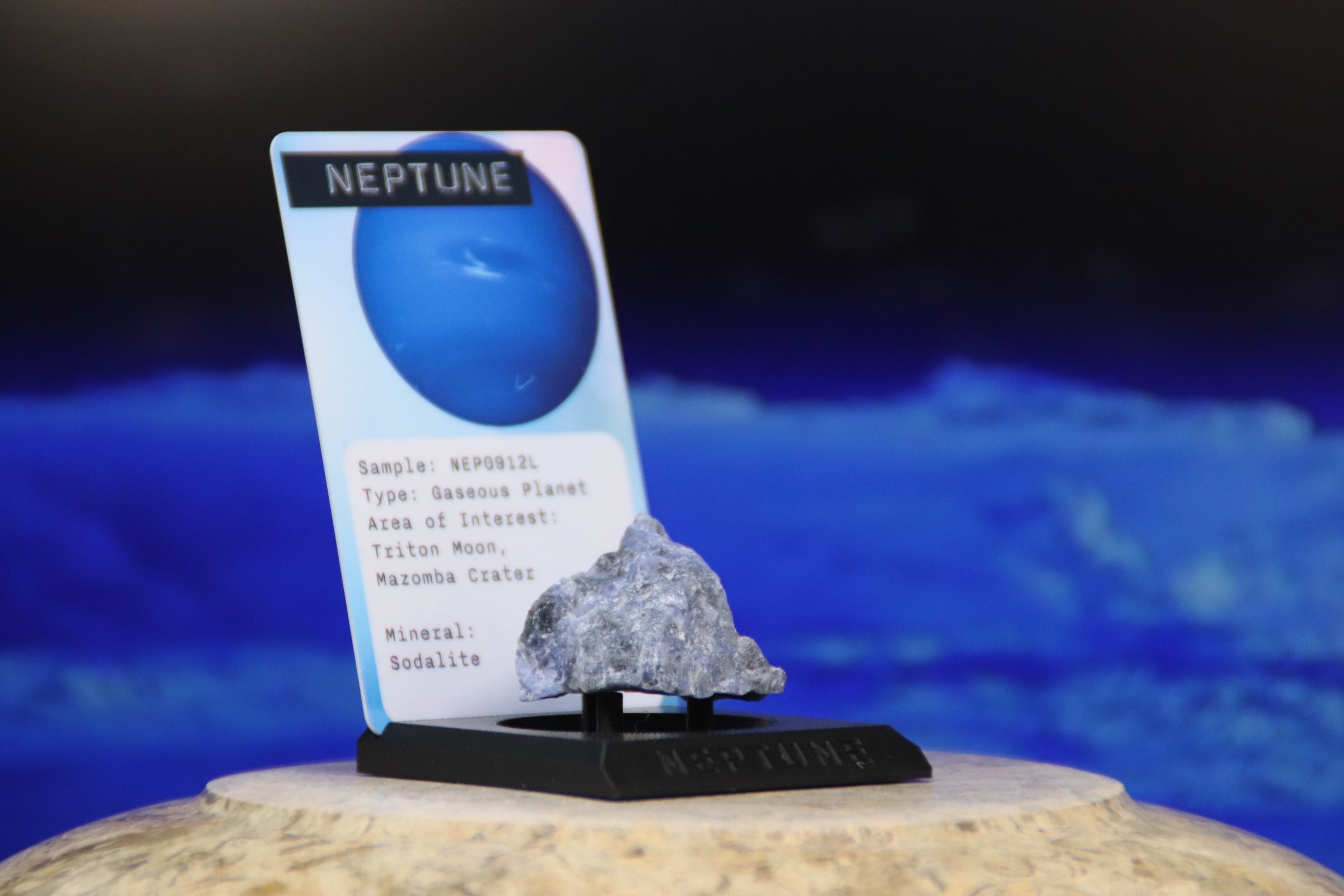 09 Planet Neptune Planetary Discovery Kit | Sodalite Rock Mineral Sample | STEM learning product | Planet 9 of Planet of the Month Club