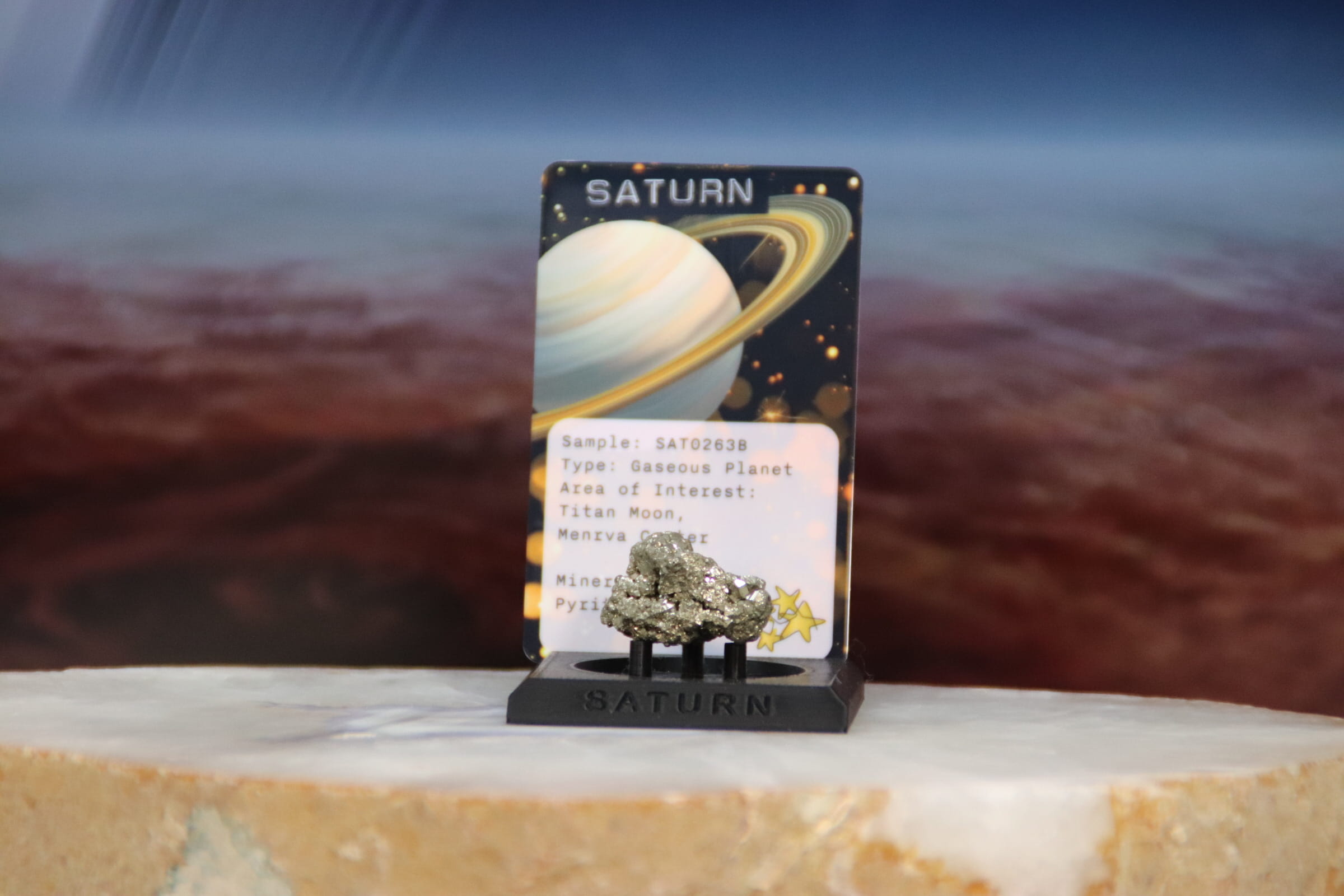 07 Planet Saturn Planetary Discovery Kit | Pyrite Rock Mineral Sample | STEM learning product | Planet 7 of Planet of the Month Club