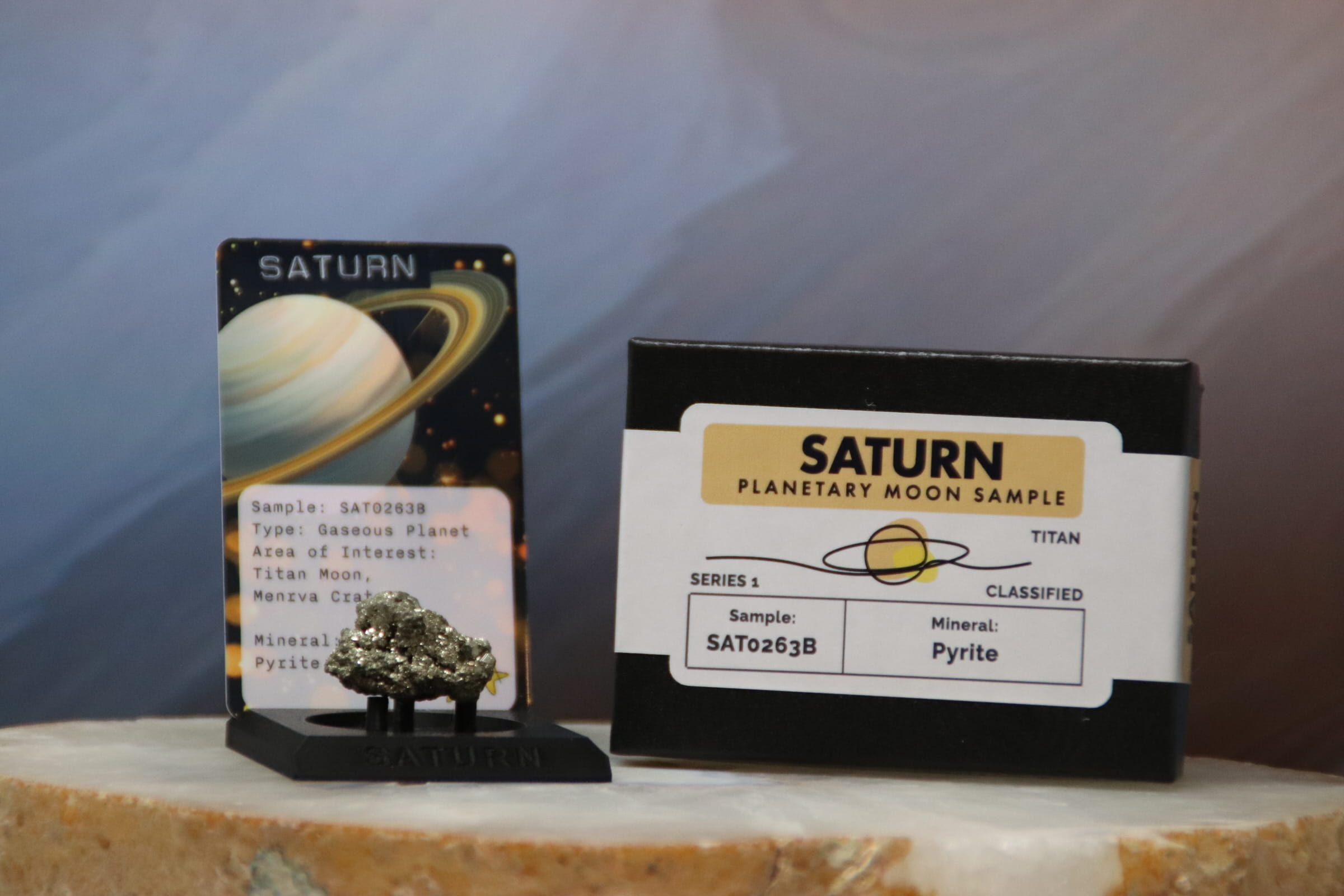 07 Planet Saturn Planetary Discovery Kit | Pyrite Rock Mineral Sample | STEM learning product | Planet 7 of Planet of the Month Club