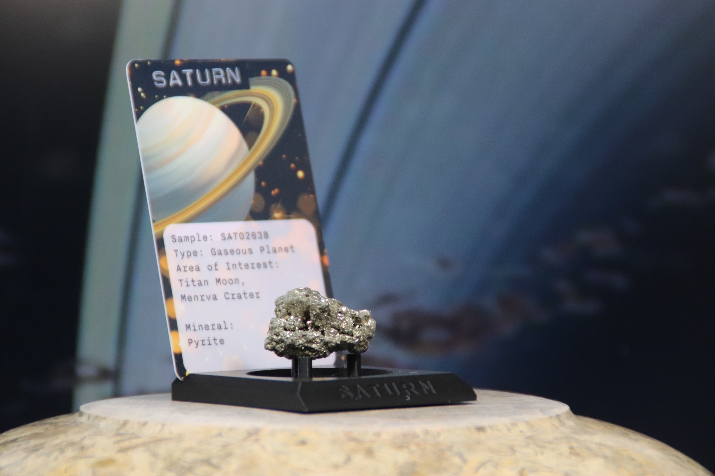 07 Planet Saturn Planetary Discovery Kit | Pyrite Rock Mineral Sample | STEM learning product | Planet 7 of Planet of the Month Club