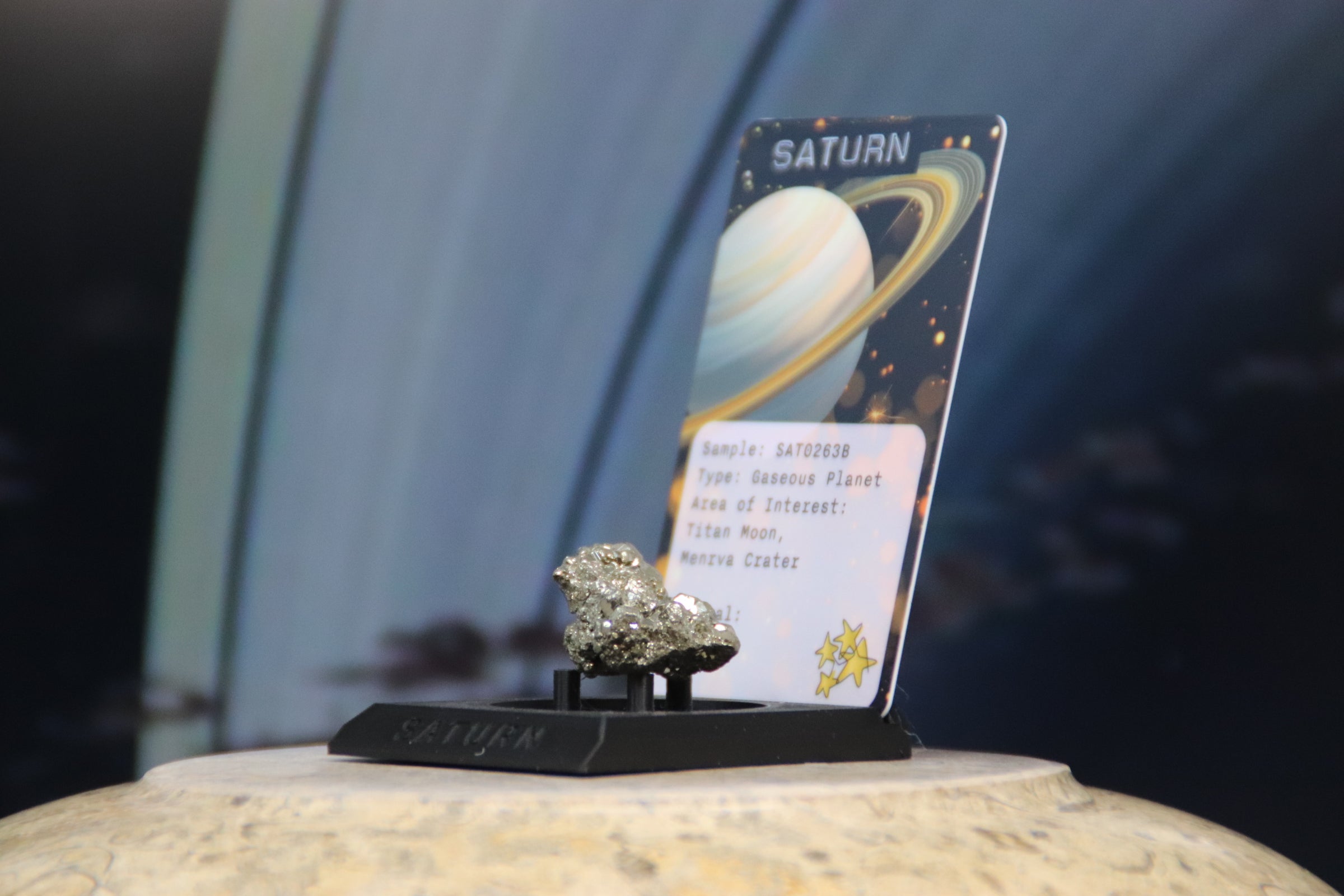 07 Planet Saturn Planetary Discovery Kit | Pyrite Rock Mineral Sample | STEM learning product | Planet 7 of Planet of the Month Club
